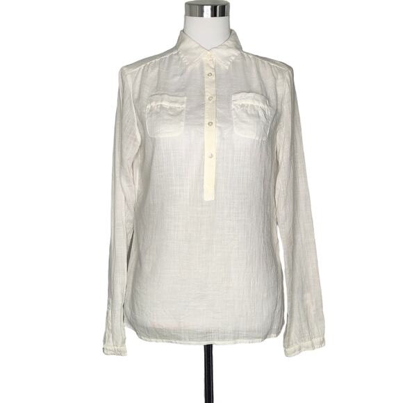 Club Monaco sheer cotton long sleeve popover tunic blouse minimalist S - Picture 1 of 10